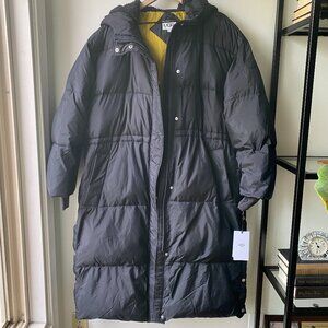 Women's Ugg Keeley Long Puffer Hooded Coat Zip-up Front  Black XL